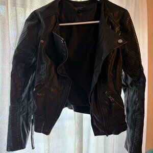 Topshop Black Faux Leather Moto Jacket – Size US 4 (UK 8 / EU 36)